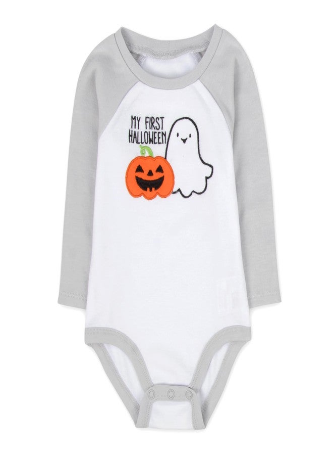 Baby Essentials Baby Halloween Outfit 4-Piece Set – Pumpkin & Ghost Bodysuit, Pants, Hat & Socks My First Halloween Clothes (9 months) - Image 2