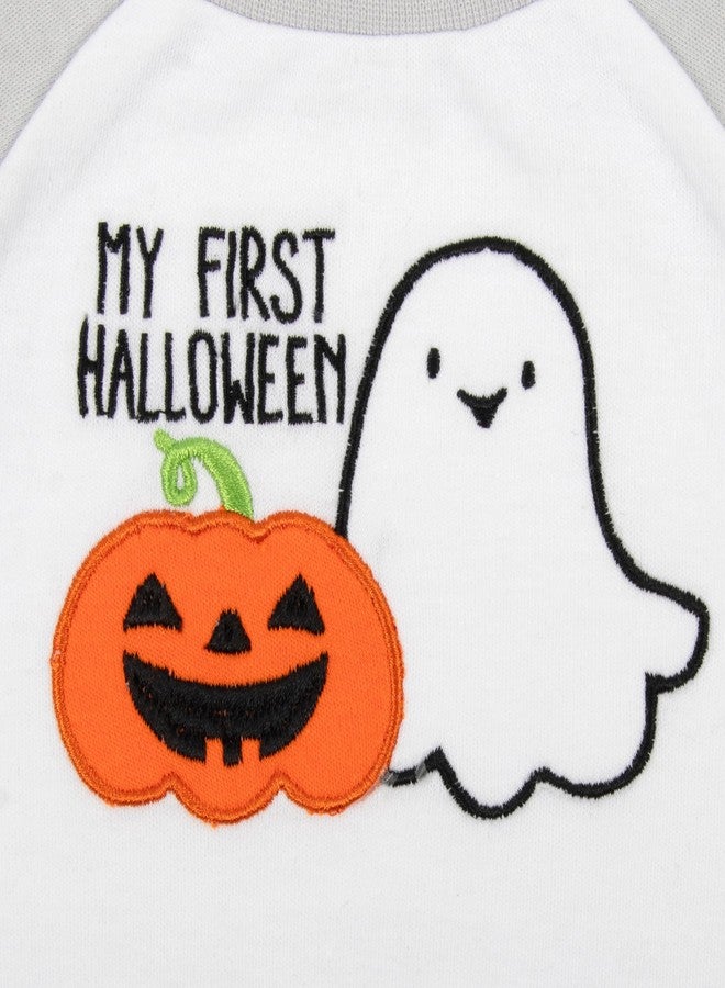 Baby Essentials Baby Halloween Outfit 4-Piece Set – Pumpkin & Ghost Bodysuit, Pants, Hat & Socks My First Halloween Clothes (9 months) - Image 3