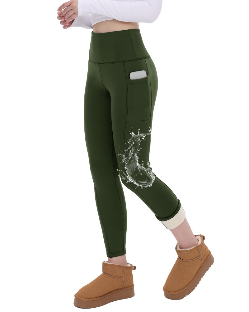 CAMPSNAIL Fleece Lined Leggings Women Water Resistant - Thick Thermal Warm Winter High Waisted Pants with Pockets for Snow - Image 1