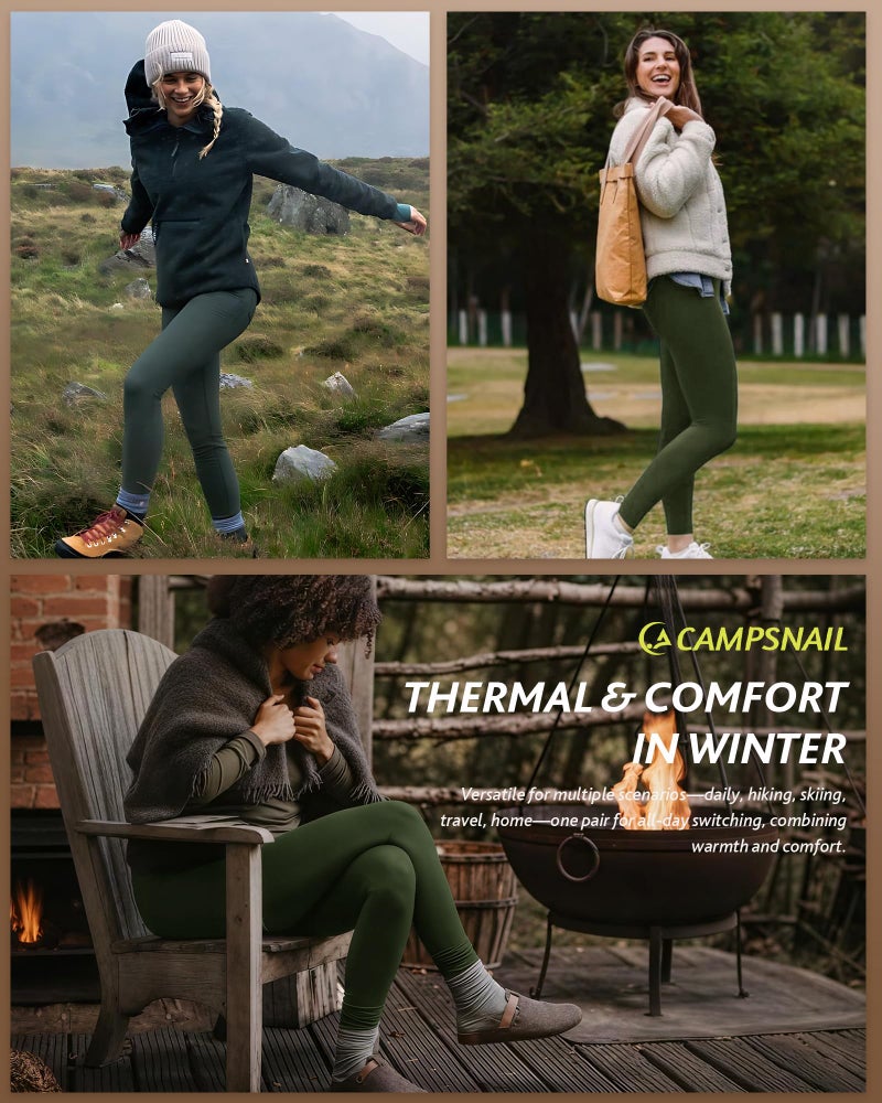 CAMPSNAIL Fleece Lined Leggings Women Water Resistant - Thick Thermal Warm Winter High Waisted Pants with Pockets for Snow - Image 2