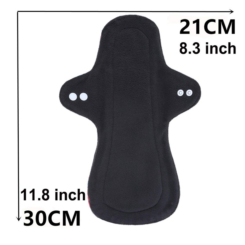 MissC2C 7pcs Pack Reusable Washable Cloth Incontinence Pads Including 6pcs Heavy Flow Bamboo Charcoal Reusable Menstrual Pads Cloth Mama Sanitary Pad + 1pc Mini Wet Bag - Image 2