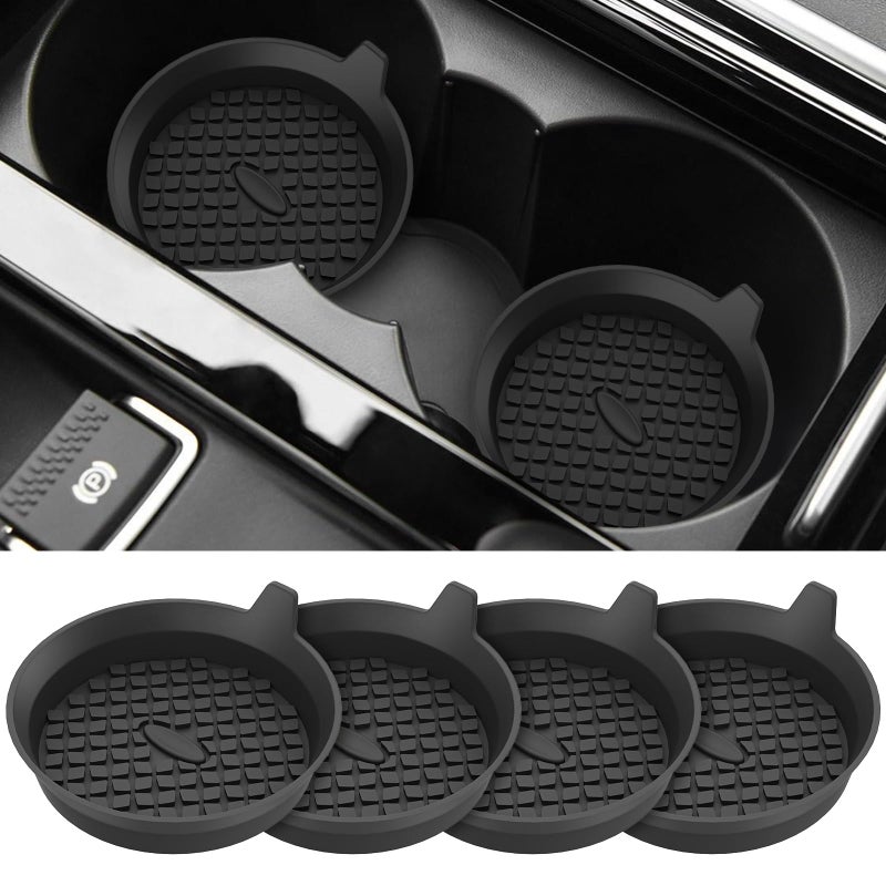 Me.Fan Car Cup Holder Coasters [4 Pack] Silicone Cups Mats  Automotive Universal Non-Slip Recessed Interior Accessories Black - Image 1