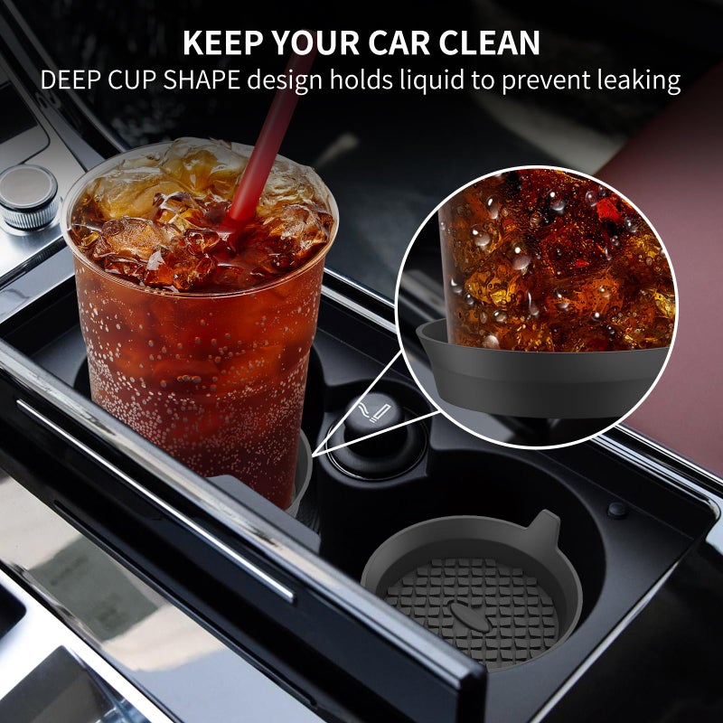 Me.Fan Car Cup Holder Coasters [4 Pack] Silicone Cups Mats  Automotive Universal Non-Slip Recessed Interior Accessories Black - Image 3