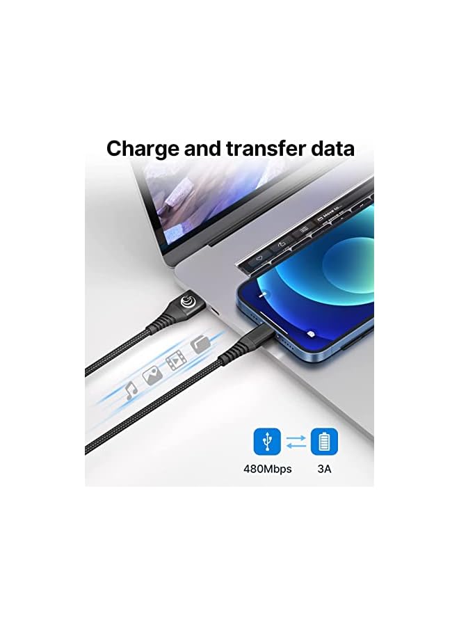 Aioneus كابل شاحن 1م + 2م كابل لايتنينغ معتمد من MFi كابل آيفون سريع كابل شحن آيفون مضفر من النايلون متوافق مع آيفون 14 13 SE 2020 12 11 برو XS ماكس XR 10 8 7 بلس 6 6s بلس - Image 4