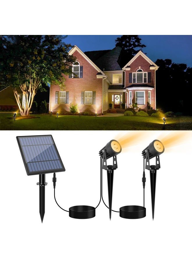 APONUO Metal Solar Spot Lights Outdoor with 9.8ft Cable Solar Powered Landscape Lighting Low Voltage IP65 Waterproof Auto On/Off for Outside Garden Yard Landscape Pathway Garage-Warm White(2-in-1) - Image 1