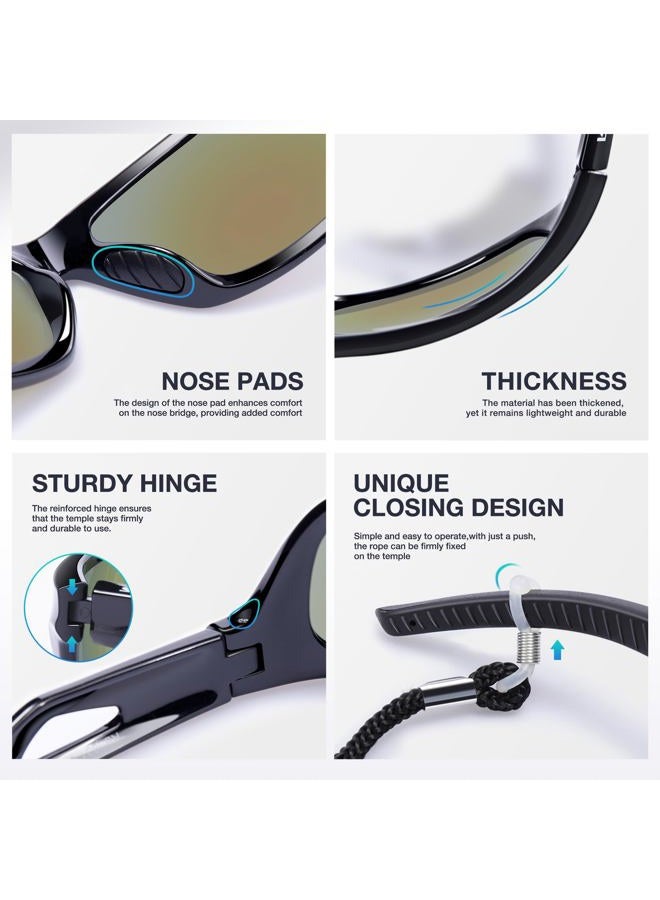 RIVBOS Polarized Sports Sunglasses Driving Sun Glasses for Men Women Tr 90 Unbreakable Frame for Cycling Baseball Running Rb831 (Black&Grey) - Image 4