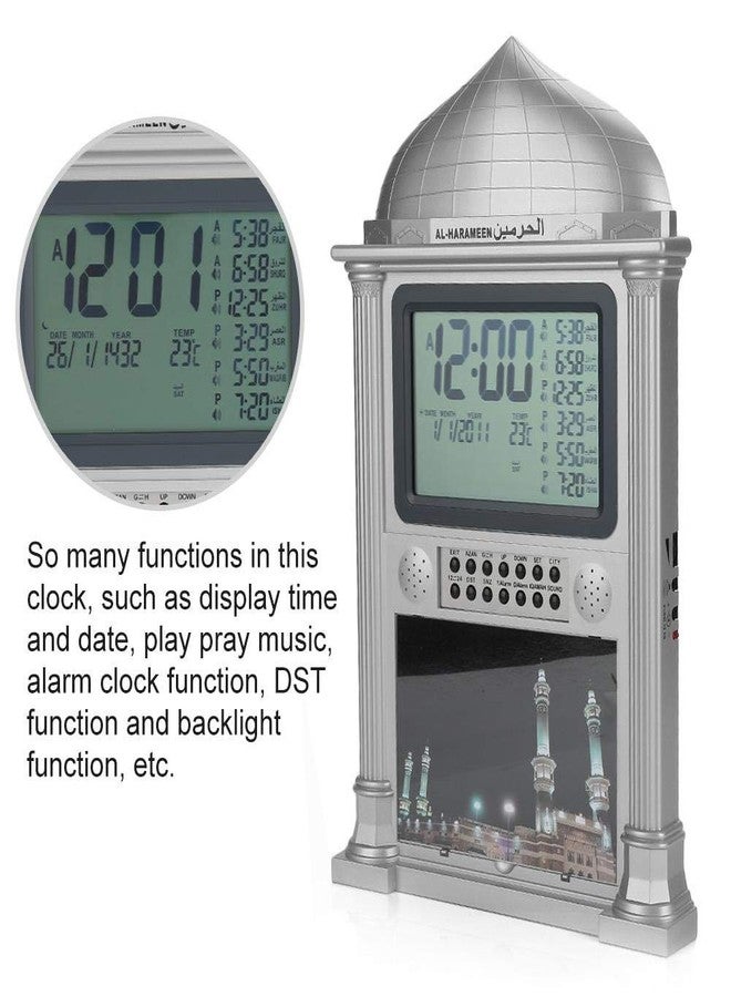 Walfront Premium Islamic Azan Alarm Clock,Plastic Automatic Muslim Azan Prayer Digital Calendar Time Display Alarm Wall Clock(Gray) - Image 4