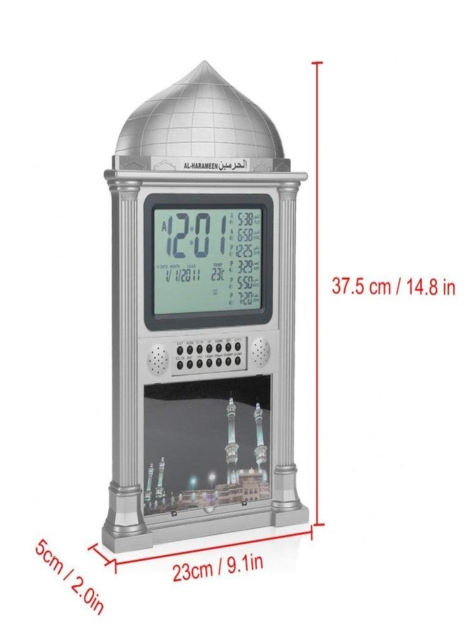 Walfront Premium Islamic Azan Alarm Clock,Plastic Automatic Muslim Azan Prayer Digital Calendar Time Display Alarm Wall Clock(Gray) - Image 2