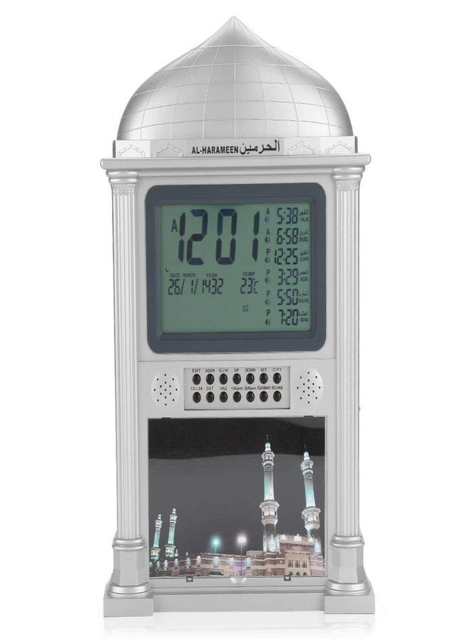 Walfront Premium Islamic Azan Alarm Clock,Plastic Automatic Muslim Azan Prayer Digital Calendar Time Display Alarm Wall Clock(Gray) - Image 1