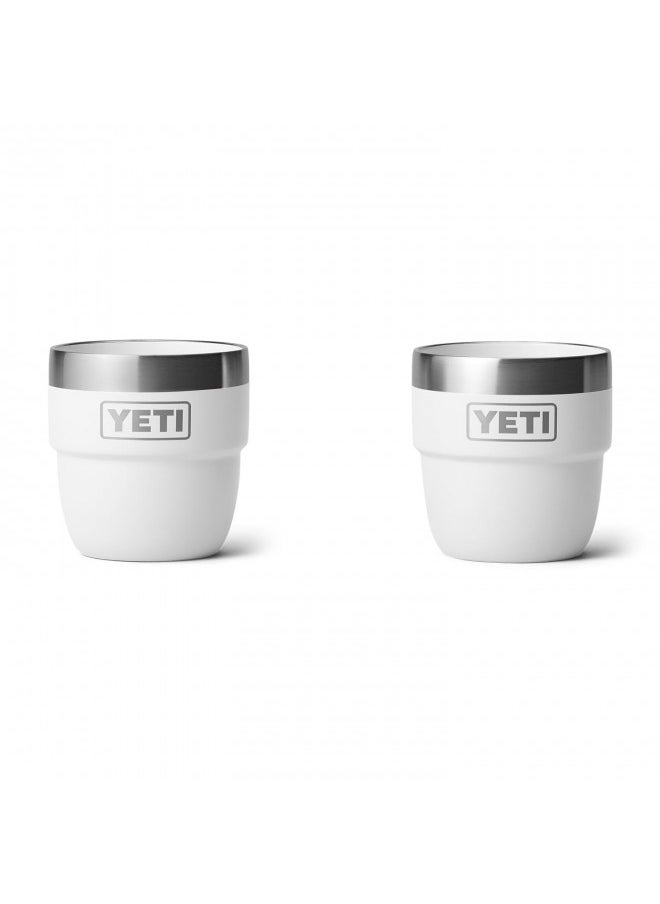 YETI YETI Rambler 4 oz Stackable Cup, Stainless Steel, Vacuum Insulated Espresso/Coffee Cup, 2 Pack, White  - Image 1