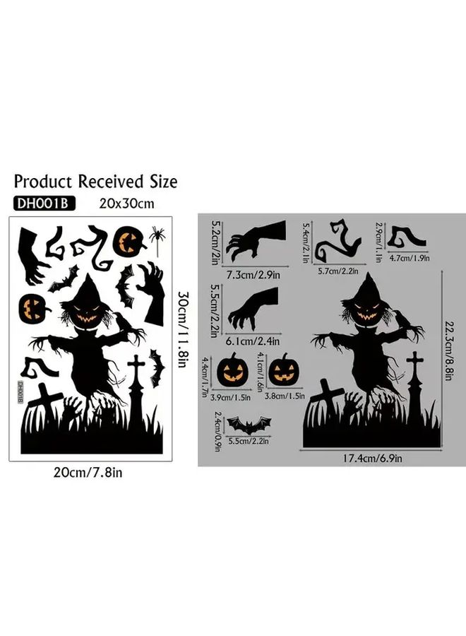 Halloween Window Stickers Set With Ghosts Pumpkins Bats And Text - Image 3