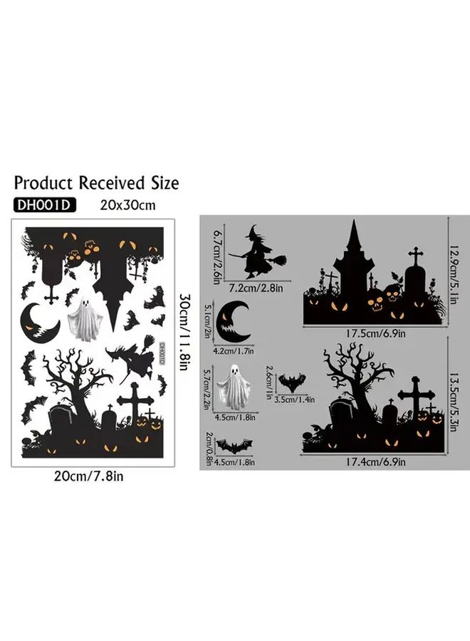 Halloween Window Stickers Set With Ghosts Pumpkins Bats And Text - Image 5