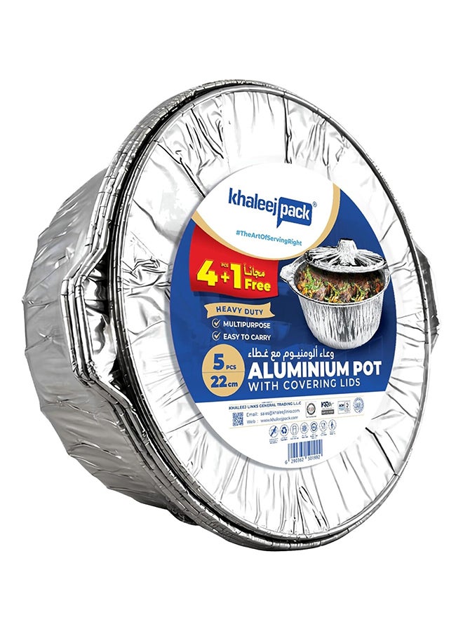 وعاء ألمنيوم 22 سم - 5 قطع