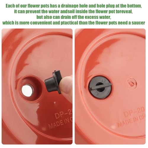 RooTrimmer Plant Pots Set of 5, 10" Outside Diameter Flower Pots, 8.5" Inner Diameter Plant Planters with Drainage Hole, Durable Garden Pots Perfect for Indoor & Outdoor Plant Planting, Decor(Pottery Red) - Image 3