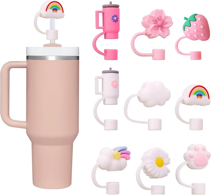 Cute Cup Shape Silicone Straw Lid Compatible with 850ml 1.13L Cup and 1cm Straw Tips, Random Color, 1pcs Straw Lid - Image 4
