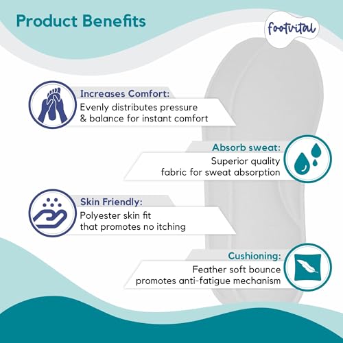 Footvital Memory Foam Shoe Insoles - Size 7 (Brown) (1 Pair) – Comfort Cushion Insoles for Men & Women, Shock Absorbing Shoe Inserts for Everyday Walking, Work Shoes & Sneakers – Soft Fit Foot Support - Image 3