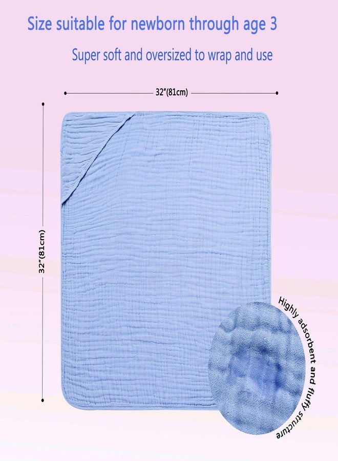 SnugOre Muslin Hooded Baby Towels Baby Bath Towel with 100%, 32x32 Inch Cotton Super Soft Super Absorbent, Suitable for Newborn Care and Young Children Up to 3 Years Old（Blue & Green） - Image 2