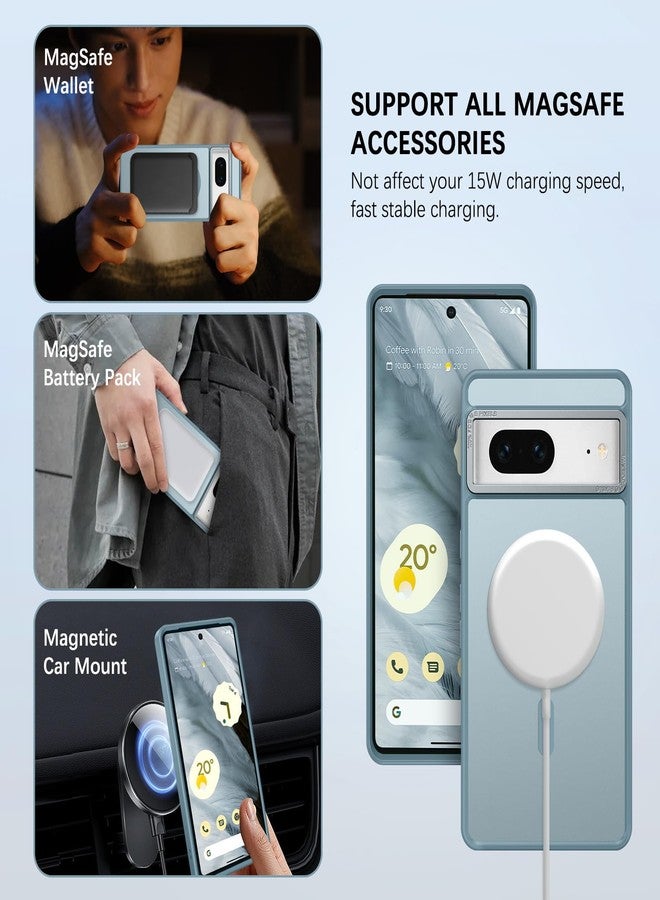 BENTOBEN Google Pixel 7 Case [Magsafe Compatible] Magsafe Translucent Matte Magnetic Case, Slim Shockproof Protective Case for Women Men, 6.4 Inch, Blue Gray - Image 2