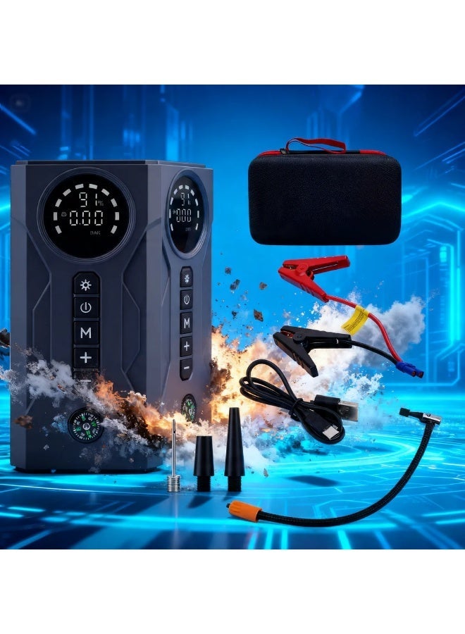 Orange Life 6000A Car Jump Starter with Air Compressor, Portable 12V Battery Booster Pack, Digital Tire Inflator, USB Power Bank, LED Emergency Flashlight, Smart Car Battery Starter with Battery Clamps and EVA Carrying Case - Image 5