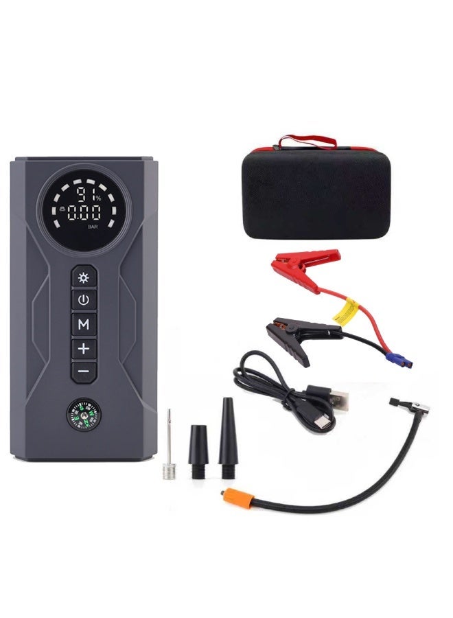 Orange Life 6000A Car Jump Starter with Air Compressor, Portable 12V Battery Booster Pack, Digital Tire Inflator, USB Power Bank, LED Emergency Flashlight, Smart Car Battery Starter with Battery Clamps and EVA Carrying Case - Image 1