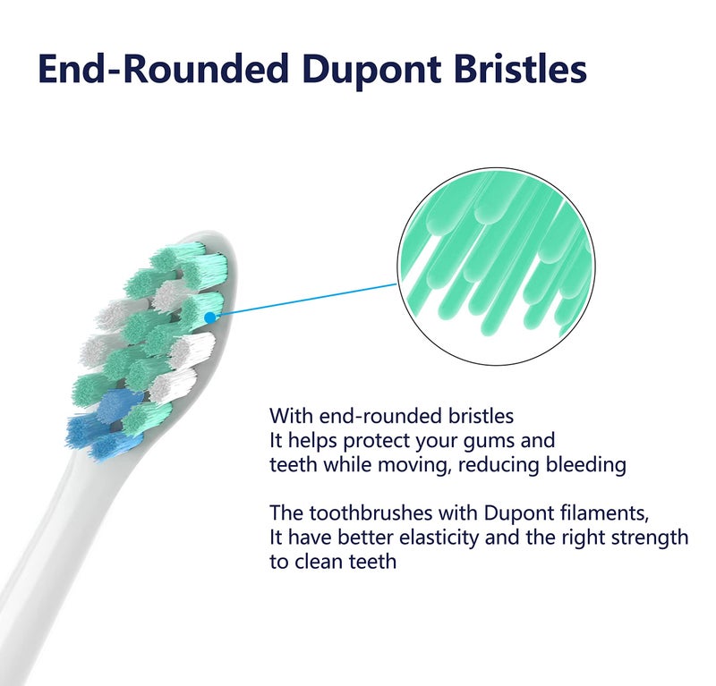 Gypoirul Toothbrush Replacement Heads Compatible with Philips Sonicare Replacement Heads, Electric Brush Head for 4100 5100 6100 9023 W Optimal Plaque Control 10 Pack, Green-blue - Image 4