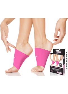 Physix Gear Sport Physix Gear Arch Support Bands for Foot discomfort comfort - Arch comfort Compression Bands, Arch Support Band for Plantar Fasciitis, Arch Compression Support, Arch Sleeves, Foot Arch, Pink, M 