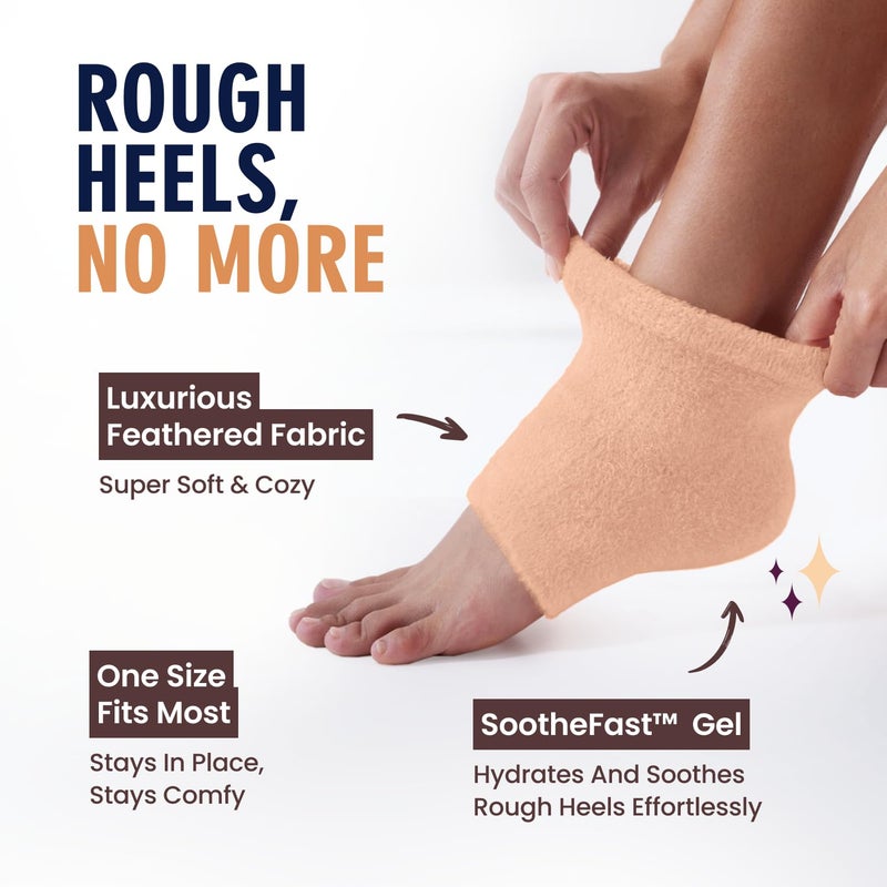 Dr. Frederick's Original Moisturizing Fuzzy Heel Socks - 2 Pairs - Cozy Gel-Lined Sleep Socks for Women & Men - Soothes Dry, Cracked Feet - Heel Repair - Peach Fuzz - Image 3