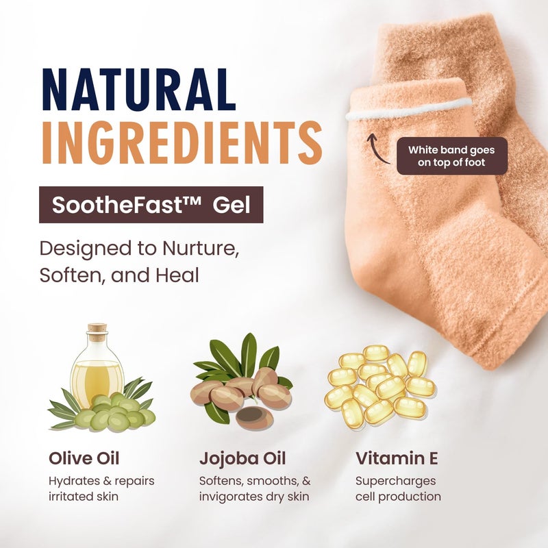 Dr. Frederick's Original Moisturizing Fuzzy Heel Socks - 2 Pairs - Cozy Gel-Lined Sleep Socks for Women & Men - Soothes Dry, Cracked Feet - Heel Repair - Peach Fuzz - Image 5