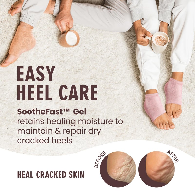 Dr. Frederick's Original Moisturizing Fuzzy Heel Socks - 2 Pairs - Cozy Gel-Lined Sleep Socks for Women & Men - Soothes Dry, Cracked Feet - Heel Repair - Peach Fuzz - Image 2