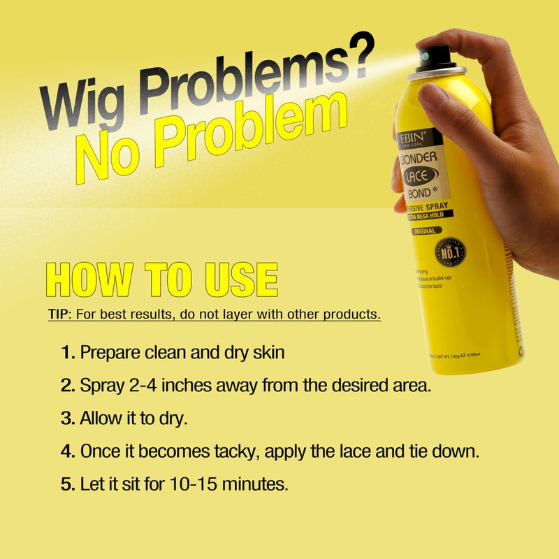 EBIN NEW YORK Wonder Lace Bond Adhesive Spray Original - Extra Mega Hold 2.7oz/ 80ml | Daily Use, Fast Drying, No Residue, No Build-up, Powerful Hold, All-day Hold, Daily Wig Application - Image 5