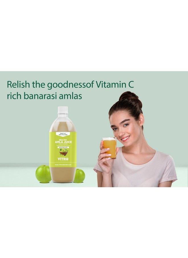 VITRO - Healthy Amla Juice 1L | 100% Natural Banarasi Amlas | Improves Skin Health & Hair Growth | Rich In Vitamin C | Good Immunity Booster | Supports Digestion | No Added Sugar - Image 1
