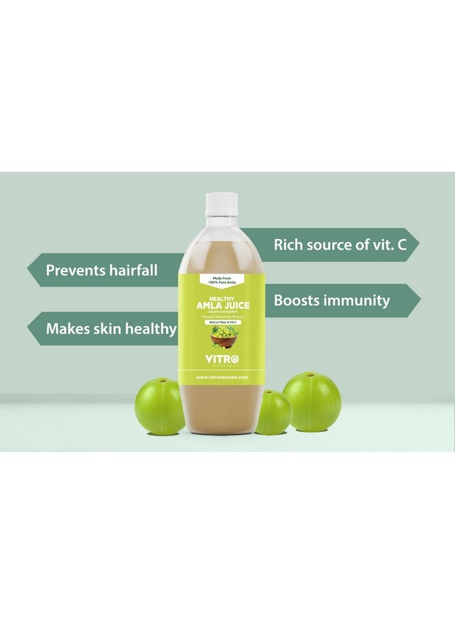 VITRO - Healthy Amla Juice 1L | 100% Natural Banarasi Amlas | Improves Skin Health & Hair Growth | Rich In Vitamin C | Good Immunity Booster | Supports Digestion | No Added Sugar - Image 1