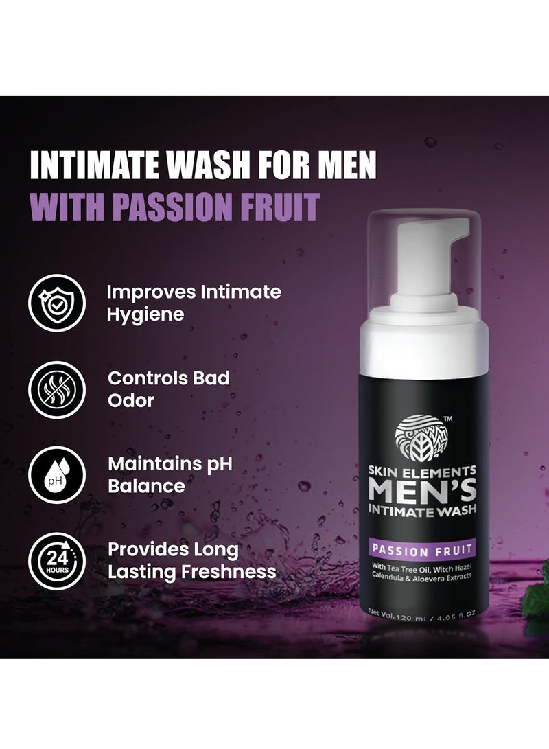 Skin Elements Men's Intimate Wash with Passion Fruit | pH Balanced Foaming Hygiene Wash | Soothes, Refreshes & Maintains Hygiene | 120 ml - Image 2