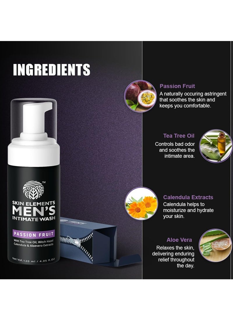 Skin Elements Men's Intimate Wash with Passion Fruit | pH Balanced Foaming Hygiene Wash | Soothes, Refreshes & Maintains Hygiene | 120 ml - Image 3