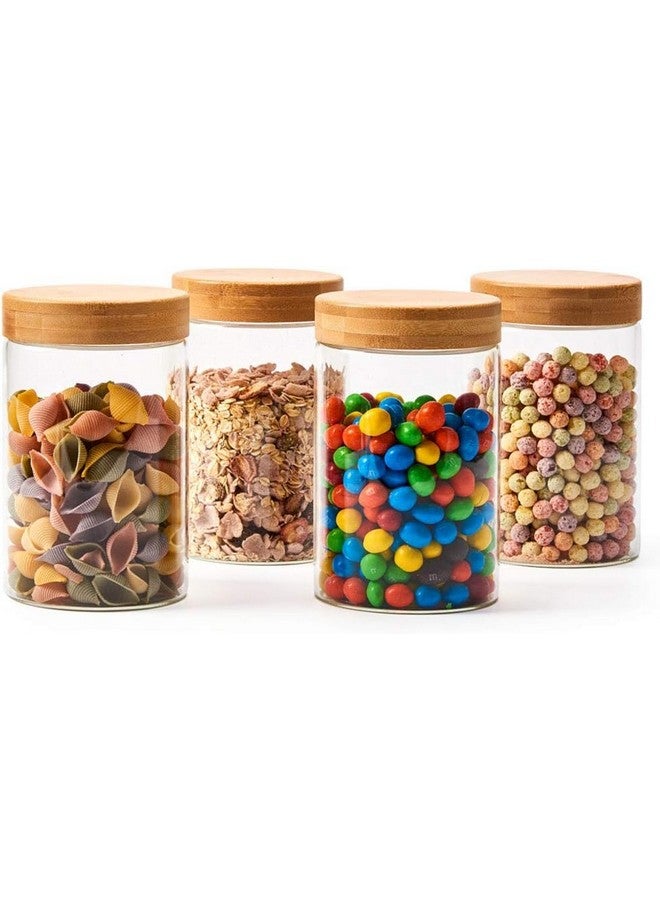 Femora Femora Borosilicate Glass Jar With Wooden Lid| Glass Jars For Kitchen| Kitchen Storage Jars| 1 Year Warranty| Fancy Jars for Gifting, Snacks, Spice, Cookies, Dry Food, Pickles|550ml| Set Of 4 - Image 1