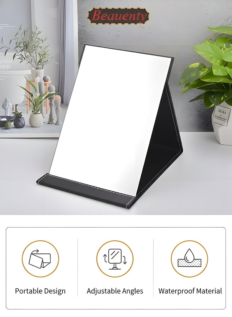 Beauenty Portable Folding Travel Vanity Mirror,Dresser Desk Mirror,Beauty Mirror,Flat Mirror,Mirror with Stand,Portable Dresser for Travel,Camping,Room Decor,Beauty Room,Powder Room - Image 2
