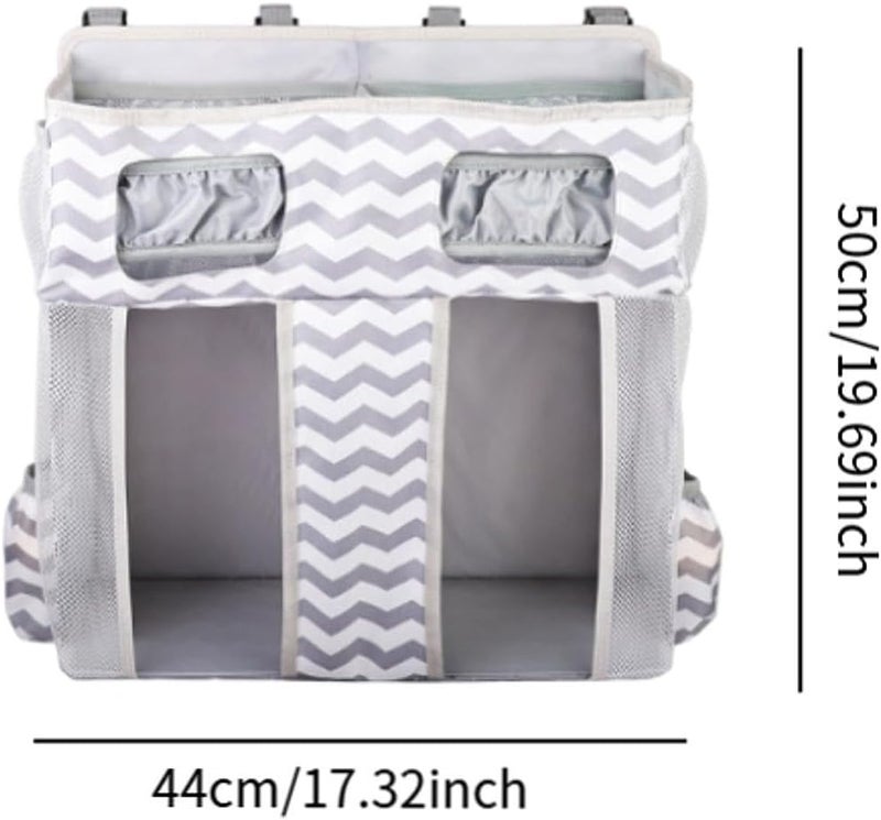 predolo Hanging Diaper Organizer Diaper Stacker for Essentials Bed Nursery Storage Bag, Gray White Stripes - Image 4