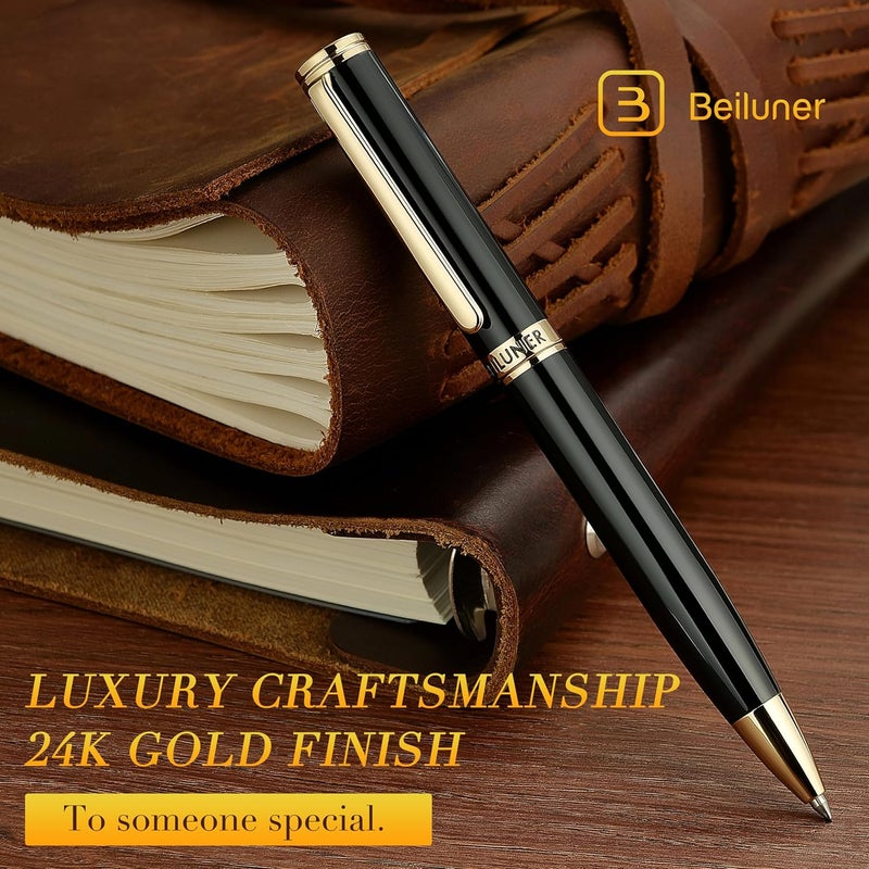 BEILUNER Luxury Gel Pen with 24K Gold Finish and Black Piano Lacquer - Image 3