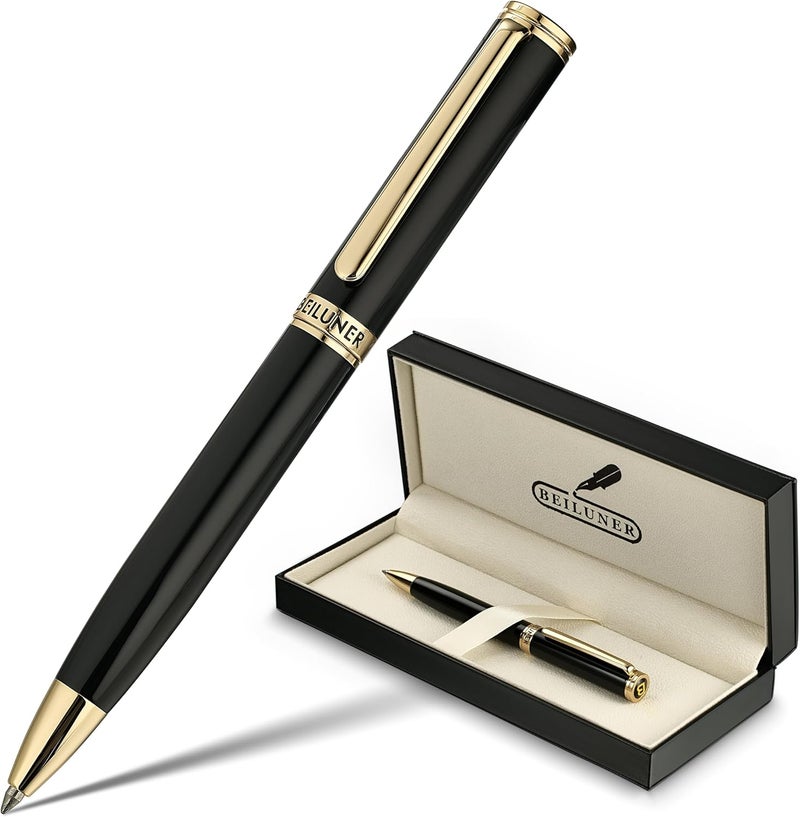 BEILUNER Luxury Gel Pen with 24K Gold Finish and Black Piano Lacquer - Image 1