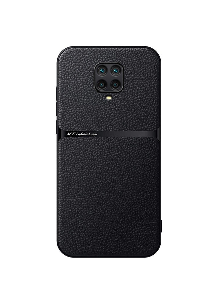 Phone Case Cover Leather TPU Back Case Cover shock resistant Compatible with Redmi Note 9s/ Note 9 Pro (Black)