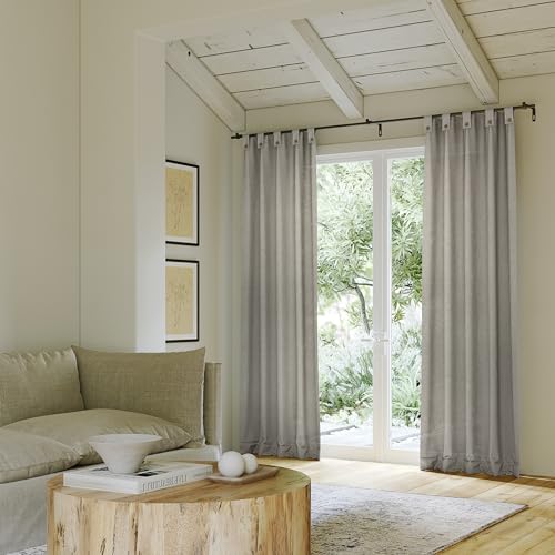 Archaeo Cotton Blend Button Tab Top Curtain Panel, 40" x 84, Gray - Image 5
