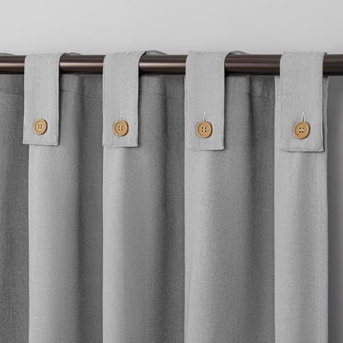 Archaeo Cotton Blend Button Tab Top Curtain Panel, 40" x 84, Gray - Image 2