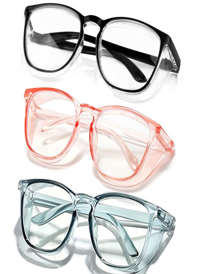 SQIMZAR 3 PCS Safety Glasses Goggles For Women Nurses Protective Eyewear,Anti Fog Safety Goggles （Black+Cyan+Pink） - Image 1