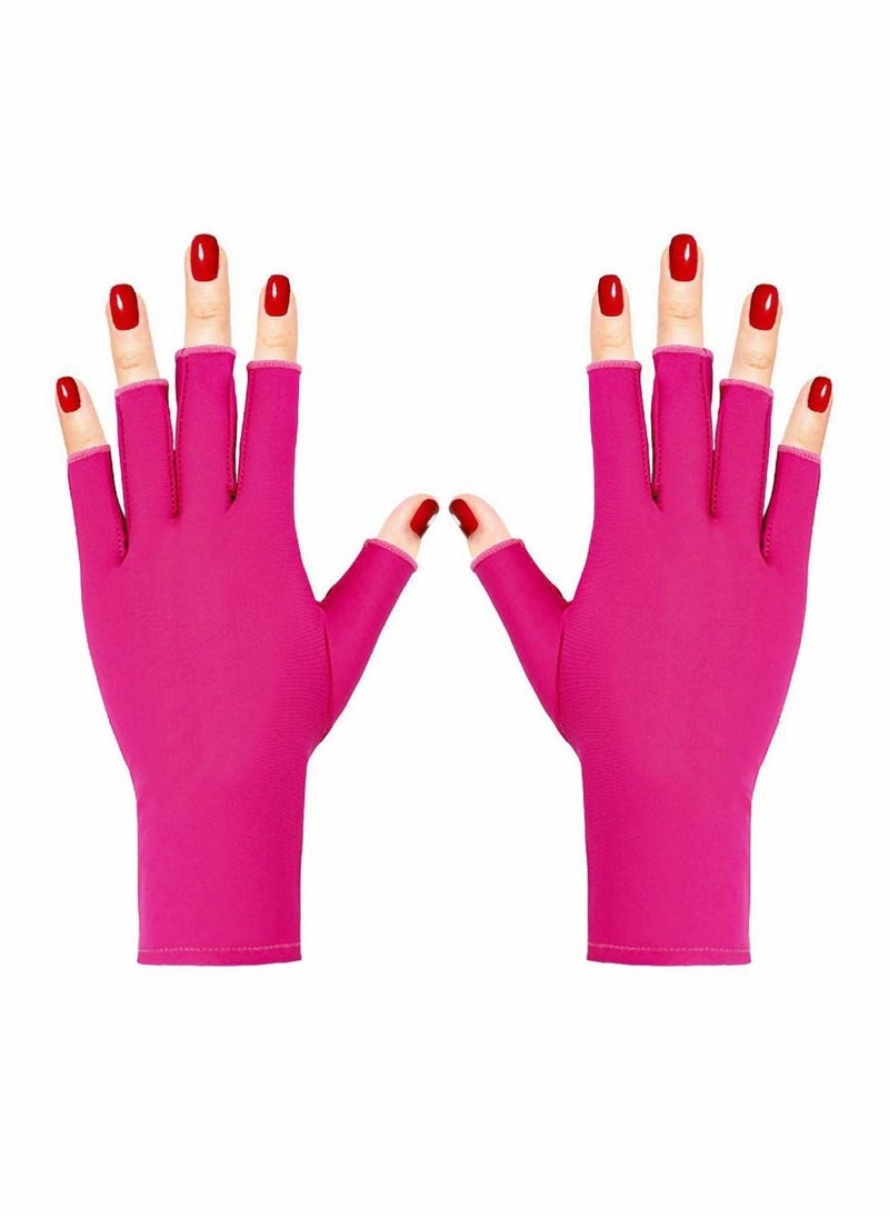 UV Glove for Nail Lamp, Gel Manicures Glove, Half Finger Stretchy Gloves for Girls Protect Hands  - Image 1