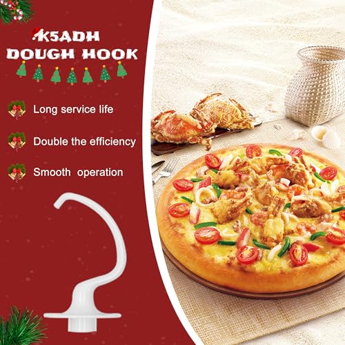 Sikawai Kitchen Mixers Accessories 3-Piece Including K5AB Coated Flat Beater&K5ADH Dough Hook for Kitchen Stand Mixer&K5AWW Wire Whip for k-i-t-c-h-e-n-a-i-d k5a Tilt-Head Stand Mixer Attachments MIFLUS - Image 5