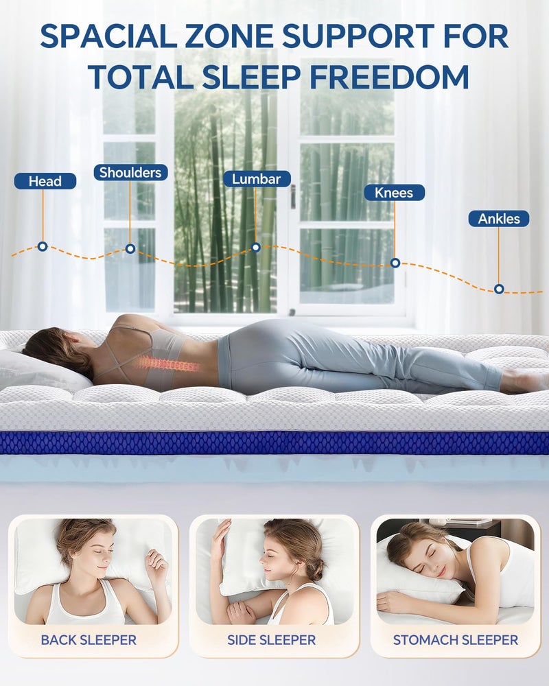 BEDELITE Queen Mattress Topper Dual Layer 4 Inch Memory Foam Mattress Topper, 2 Inch Pilow Top Mattress Pad and 2 Inch Premium Gel Foam Mattress, with Stretchable Pockets Up to 6"-24" - Image 4