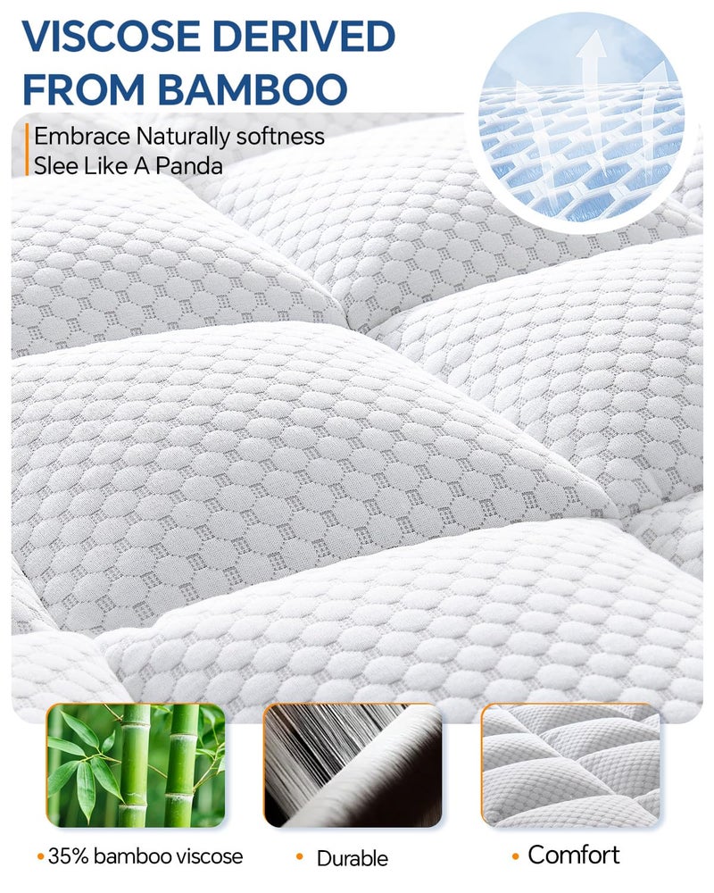 BEDELITE Queen Mattress Topper Dual Layer 4 Inch Memory Foam Mattress Topper, 2 Inch Pilow Top Mattress Pad and 2 Inch Premium Gel Foam Mattress, with Stretchable Pockets Up to 6"-24" - Image 2