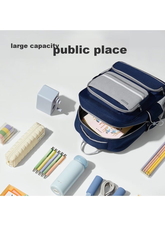 Deli Elementary School Backpack For Children, Boys And Girls, Sporty Style, Simple Design, Large Capacity, Lightweight Backpack Bb160 Blue - Medium Size - Image 2