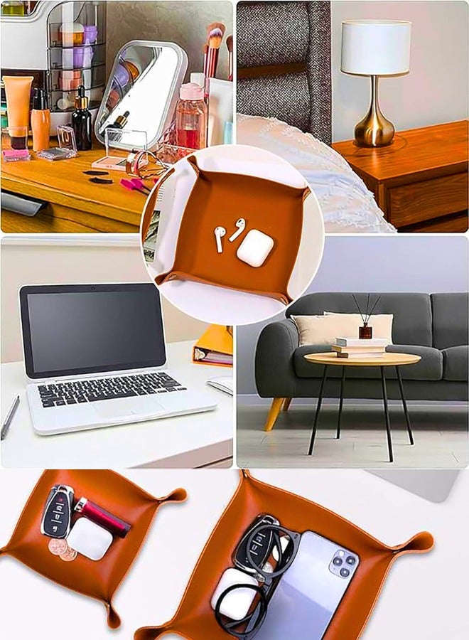 تشيس اب صينية جلدية فاخرة، منظم سفر قابل للطي، صينية مجوهرات، محفظة ساعة، مفتاح، عملة معدنية، منظم مكتب قابل للطي مزخرف، مناسب للسفر أو المنزل أو المكتب. - Image 2