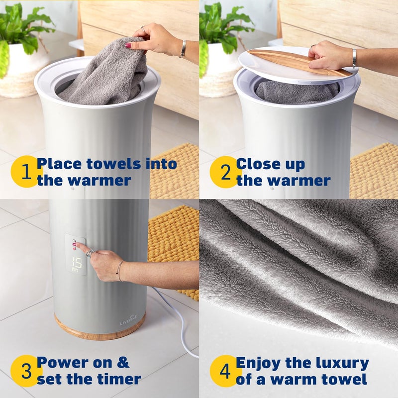 Live Fine Towel Warmer | Bucket Style Luxury Heater with LED Display, Adjustable Timer, Auto Shut-Off | Fits 40â€ x 70â€ Oversized Towel - Height 21.25 Inches and 12.9 Inches Wide - Image 4